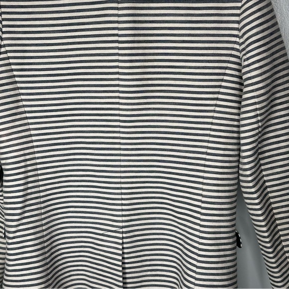 MADEWELL Striped One Button Blazer Navy Blue / White Size 0 Cotton Linen Blend - Picture 10 of 13